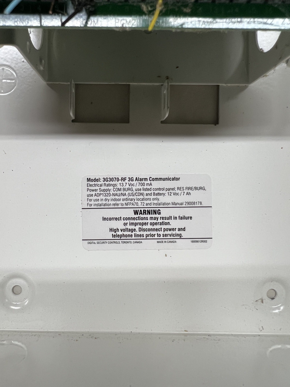 ADT 3G WIRELESS ALARM COMMUNICATOR MODEL#3G3070-RF