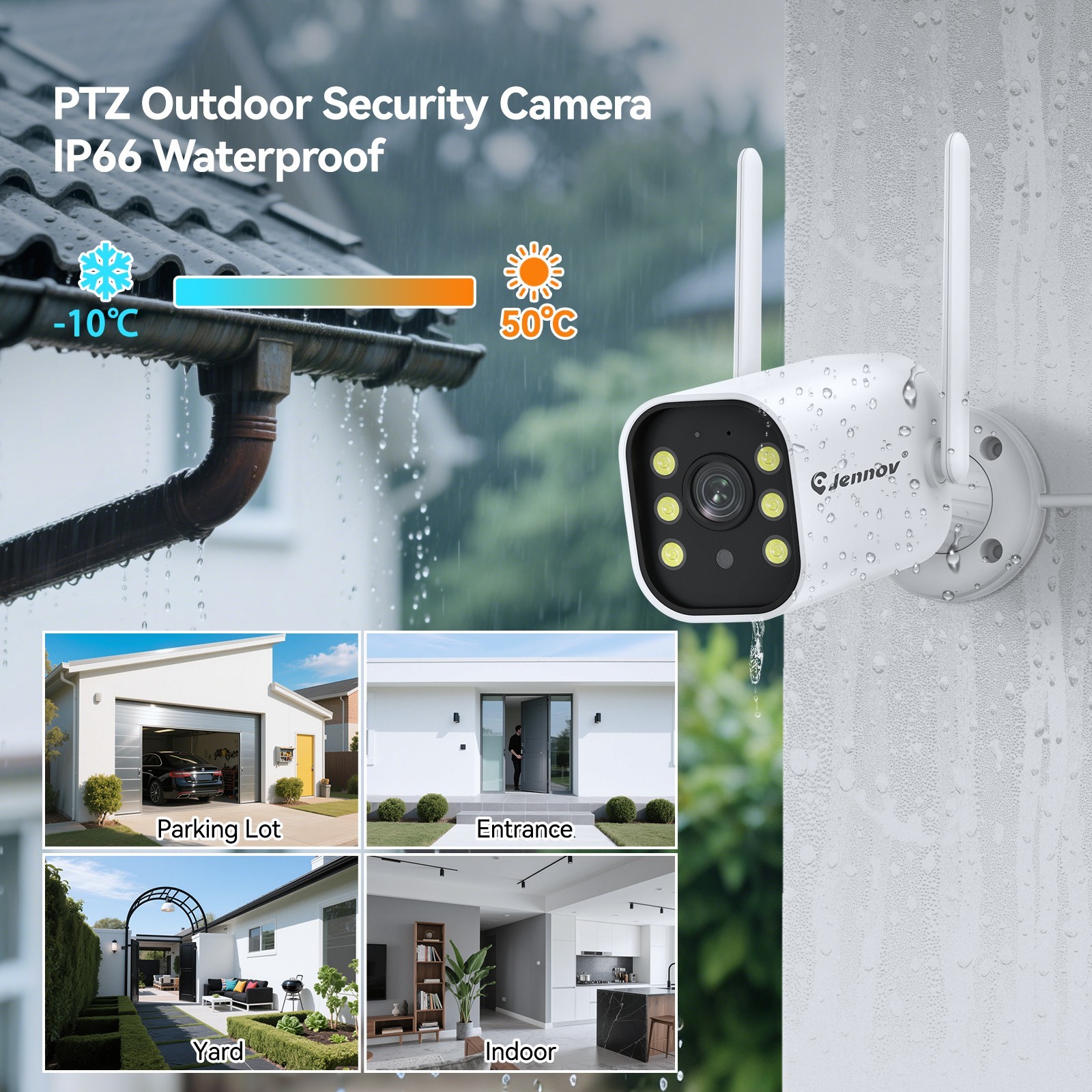 JENNOV 5MP WiFi Security Camera System Outdoor 10″ NVR with Monitor 2‑Way Audio