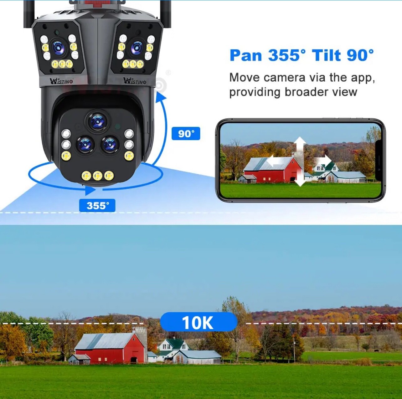 10K UHD 20X Zoom inDoor&Outdoor CCTV Home Security Camera System wireless 5Lens