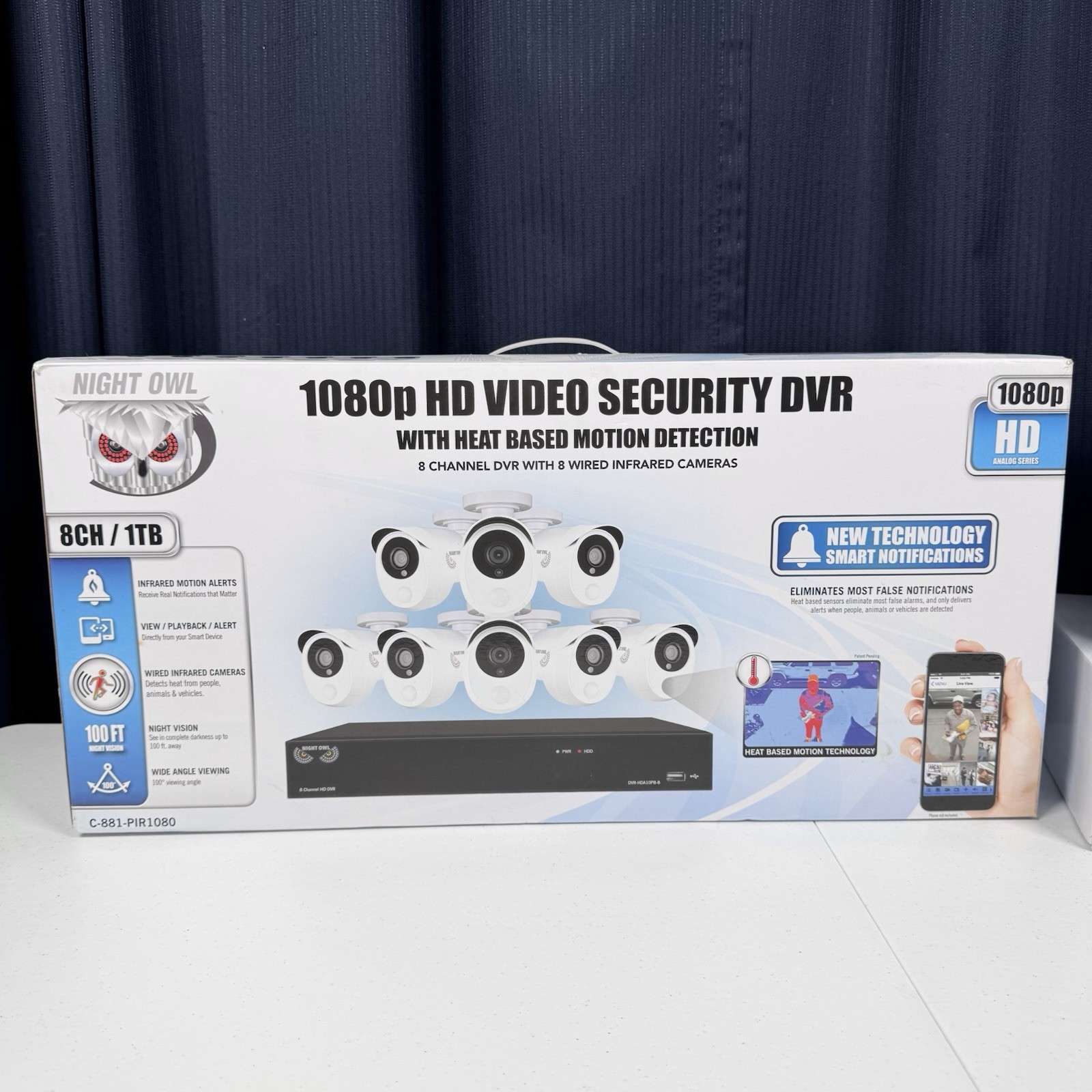NEW! Night Owl C-881-PIR1080 8-channel/1TB 1080p HD video Security System w/DVR