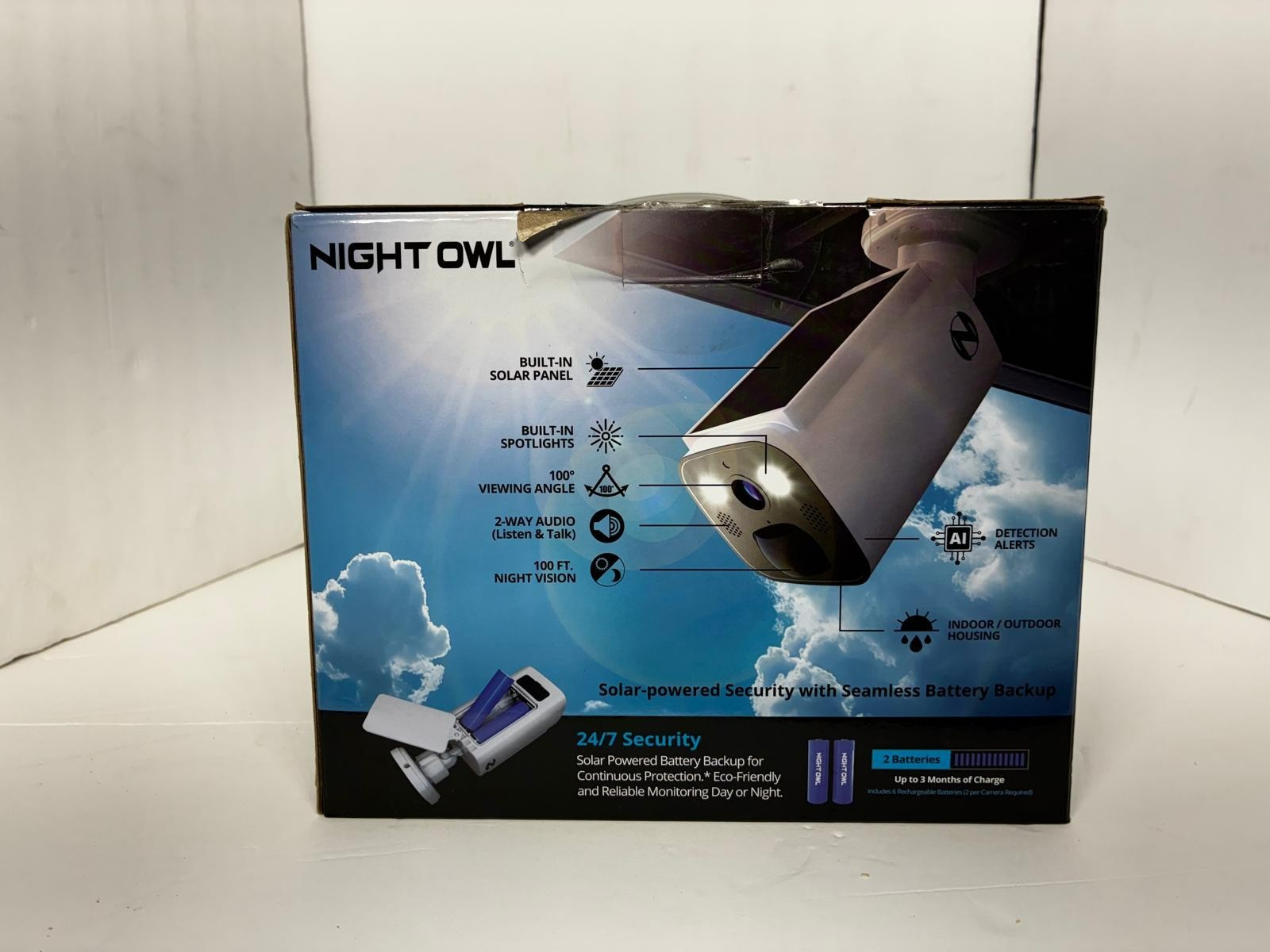 Night Owl 8-Channel 2K 64GB Hub Recorder Security System with 3-Battery Solar