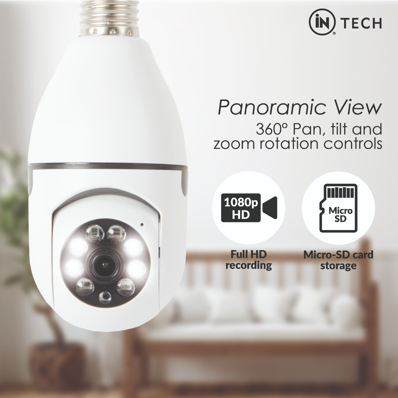 iN Wireless Home Security Camera Smart Bulb Security Camera Motion Detection