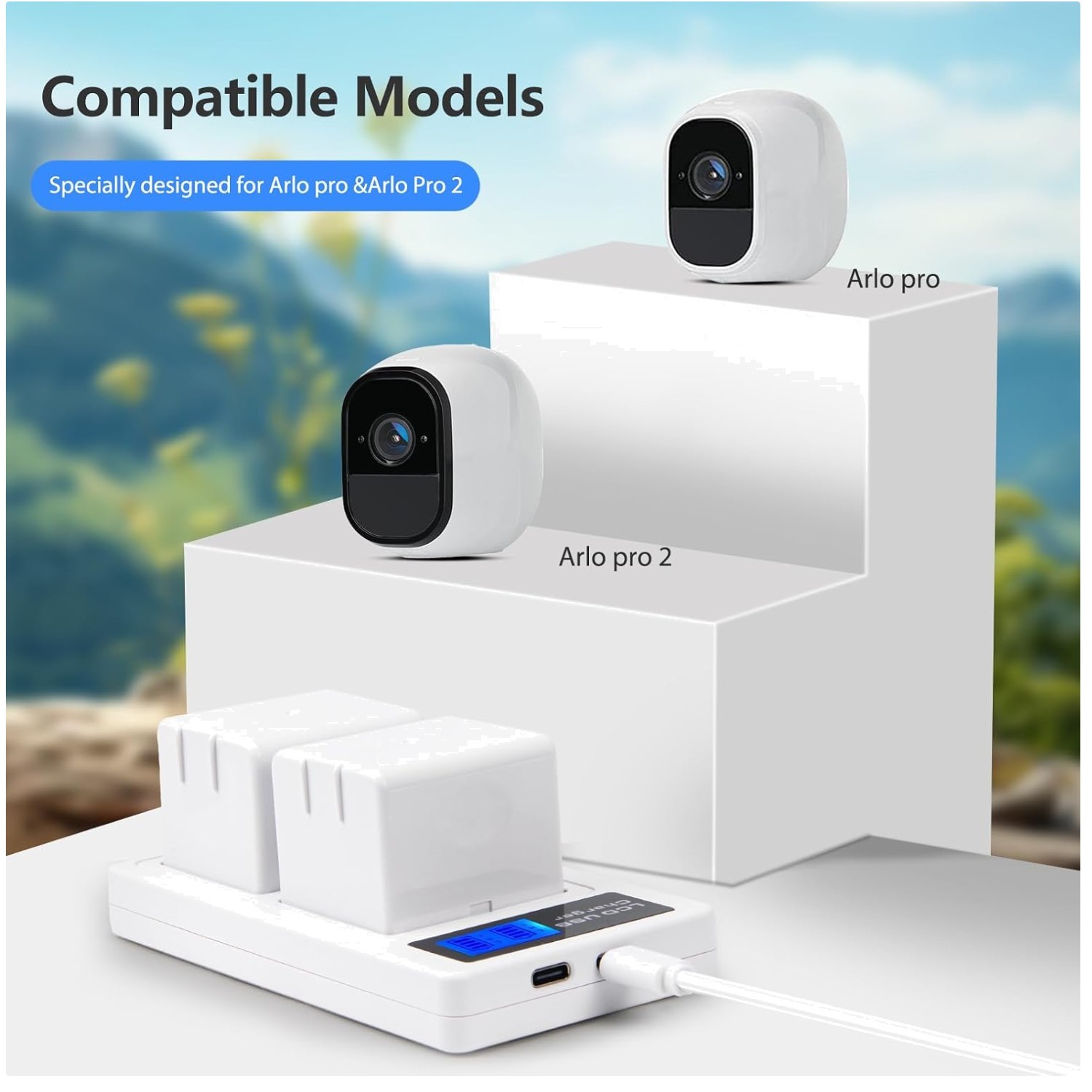 7.2V 2-Pack Arlo Pro Batteries + Dual Charger Bundle