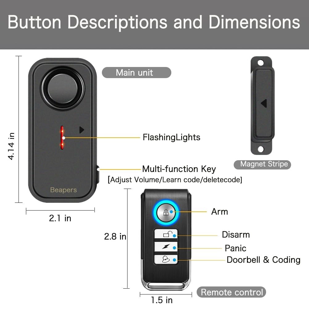 Waterproof Door/Window Alarm with Remote Control – 113dB Anti-Theft Security Sys