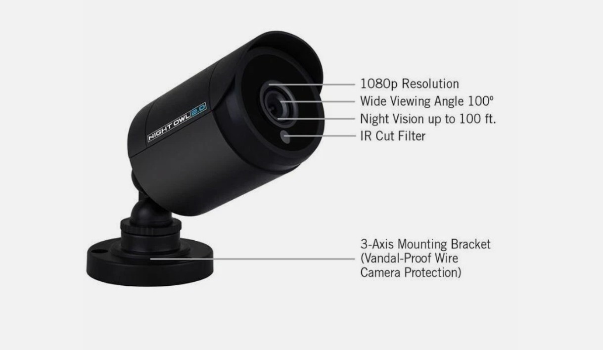Night Owl 720p HD Analog Day Night Security Add-on Camera – CM-HDA7B-BU – BLACK