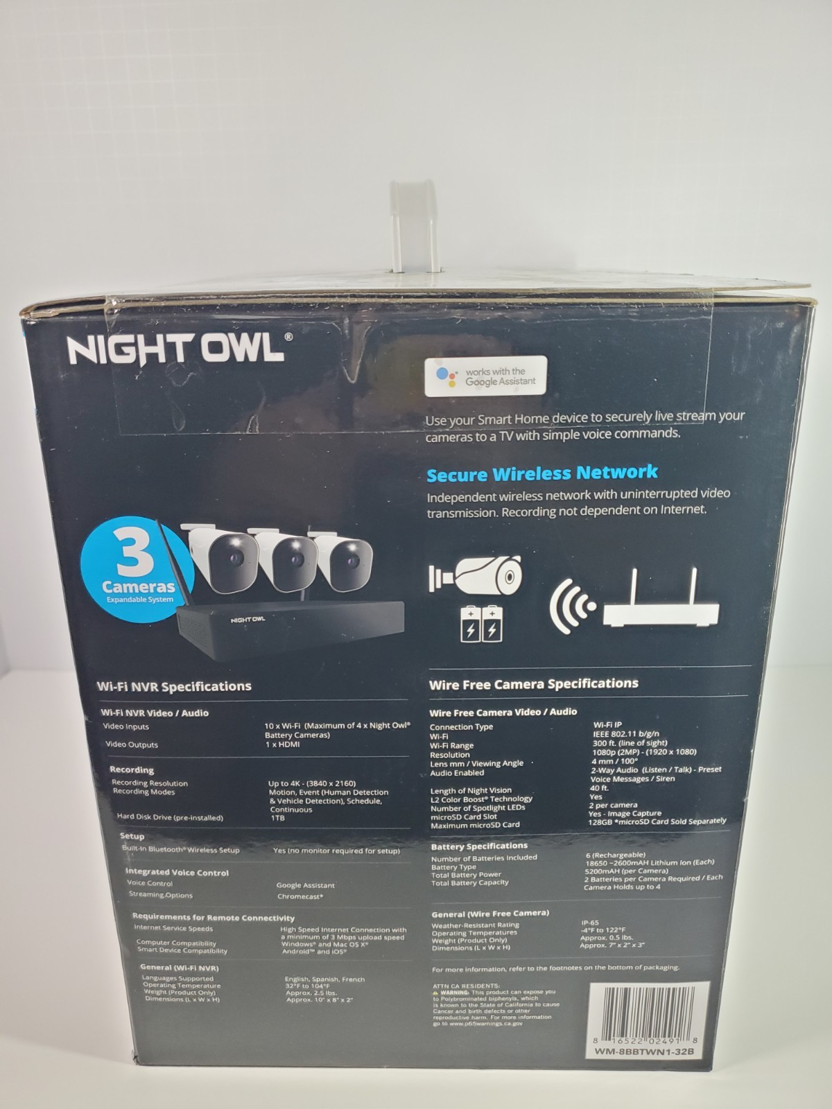 New Night Owl 4K Wi-Fi NVR W/1TB Hard Drive 3 Battery 1080p HD Spotlight Camera