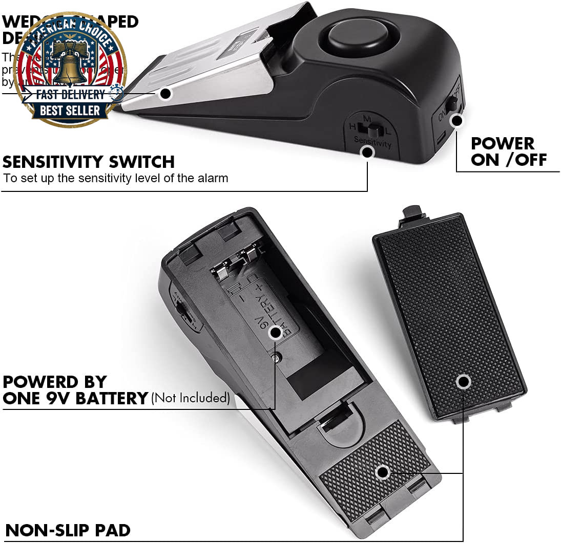 Door Stop Alarm, Door Stopper Security for Home Travel Apartment with 120DB Sire