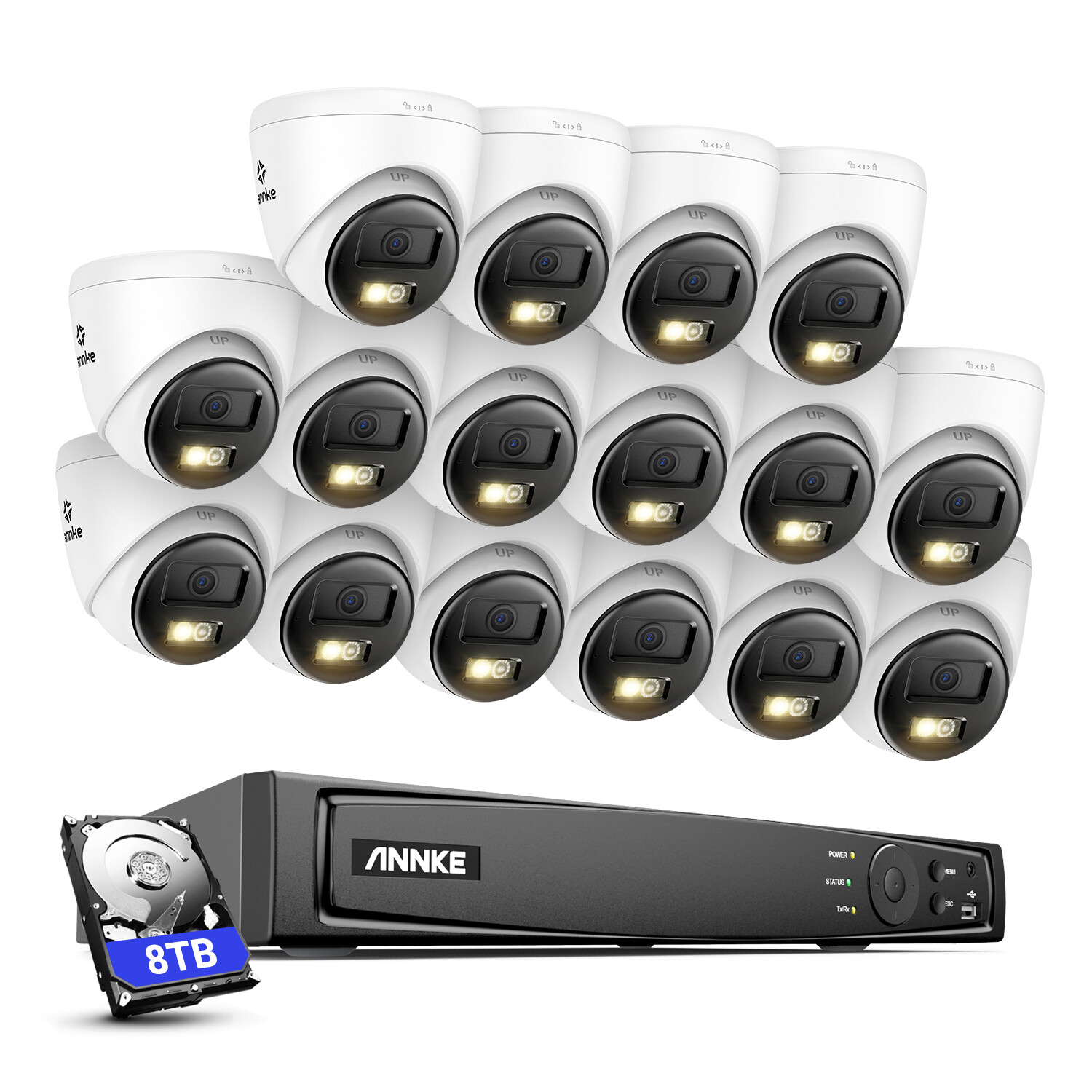 ANNKE 16CH 12MP NVR PoE 4K Color Night Security Camera System Two Way Audio AI