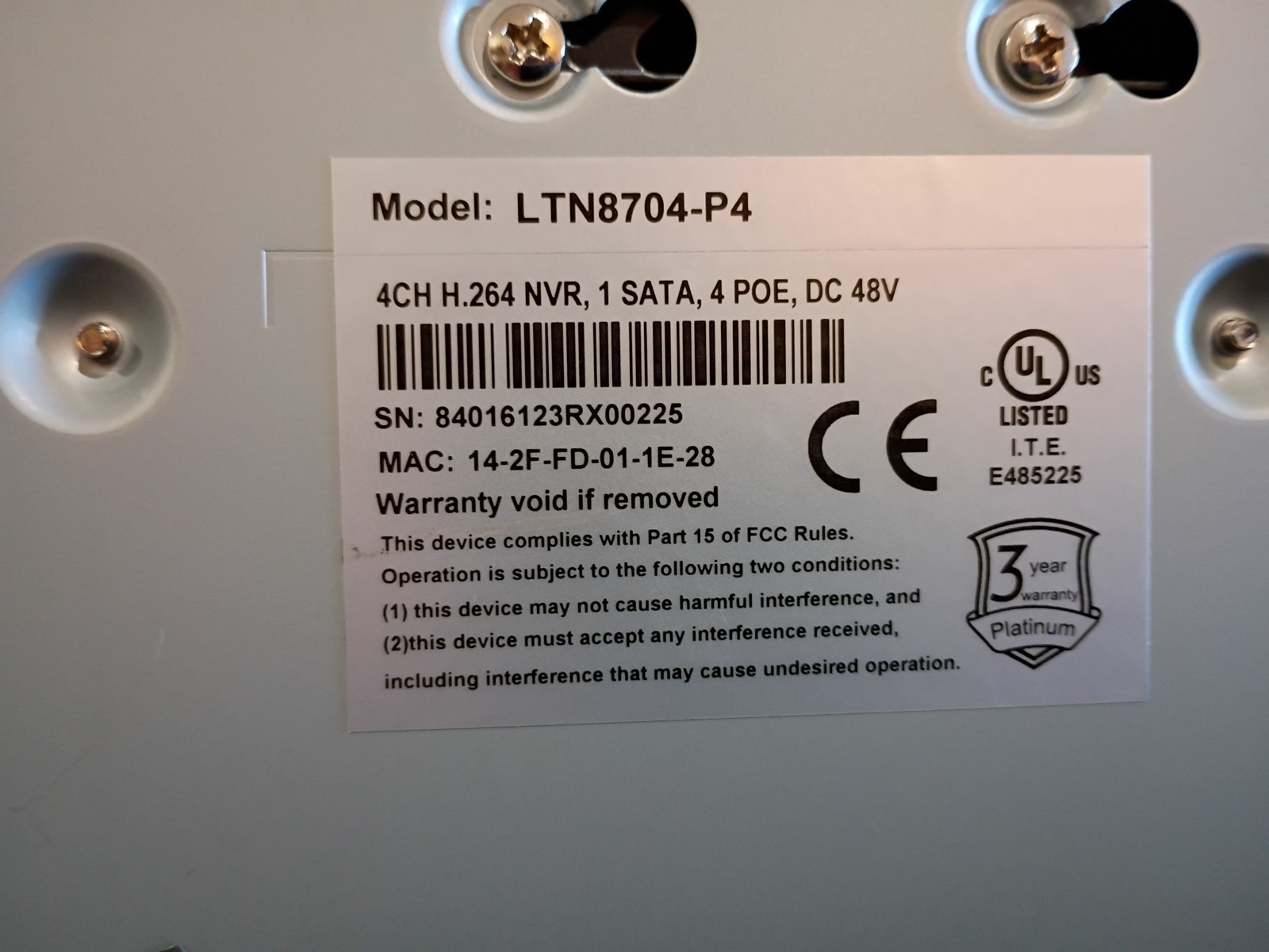 LTS 2TB WD Purple HDD LTN8704-P4 Password Protected (Contact Company)
