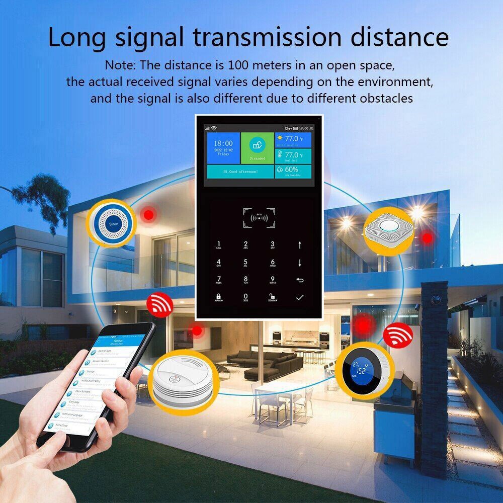 C22 Tuya APP WiFi+US/EU 4G Sim Wireless Home Security Alarm System+Alexa+Google