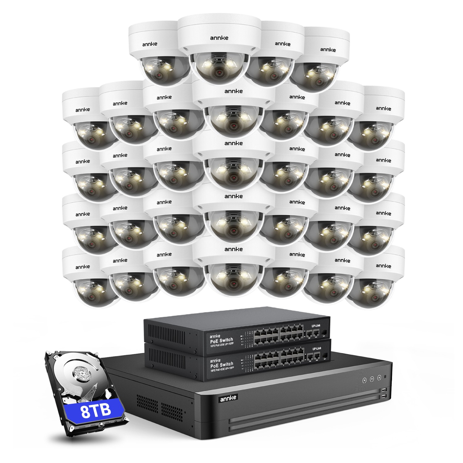 ANNKE 12MP Audio POE Security Camera System 32CH NVR AI Color Night Vision IK08
