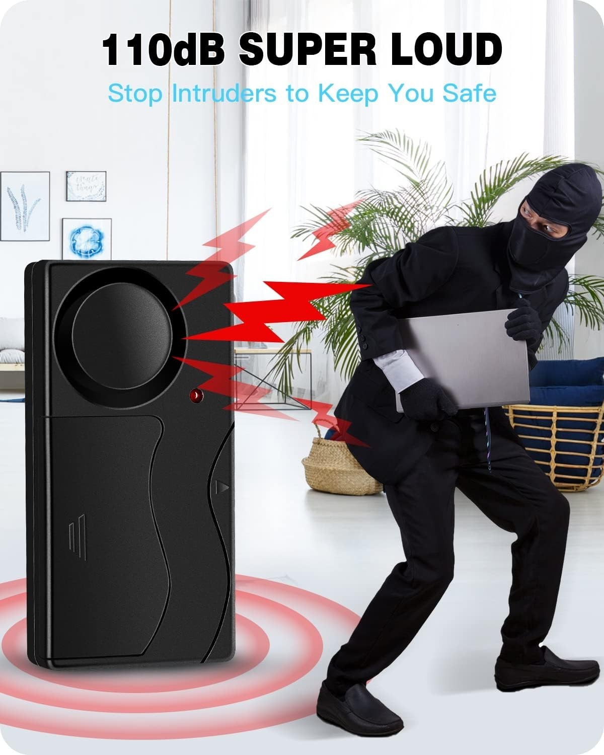 Wireless Vibration Alarm with Remote Anti-Theft 110dB for Bike/Vehicle Door
