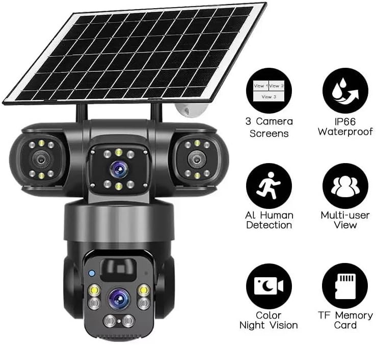 12MP Camara De Seguridad Solar Inalambricas Para Exterior Con Vision Nocturna US