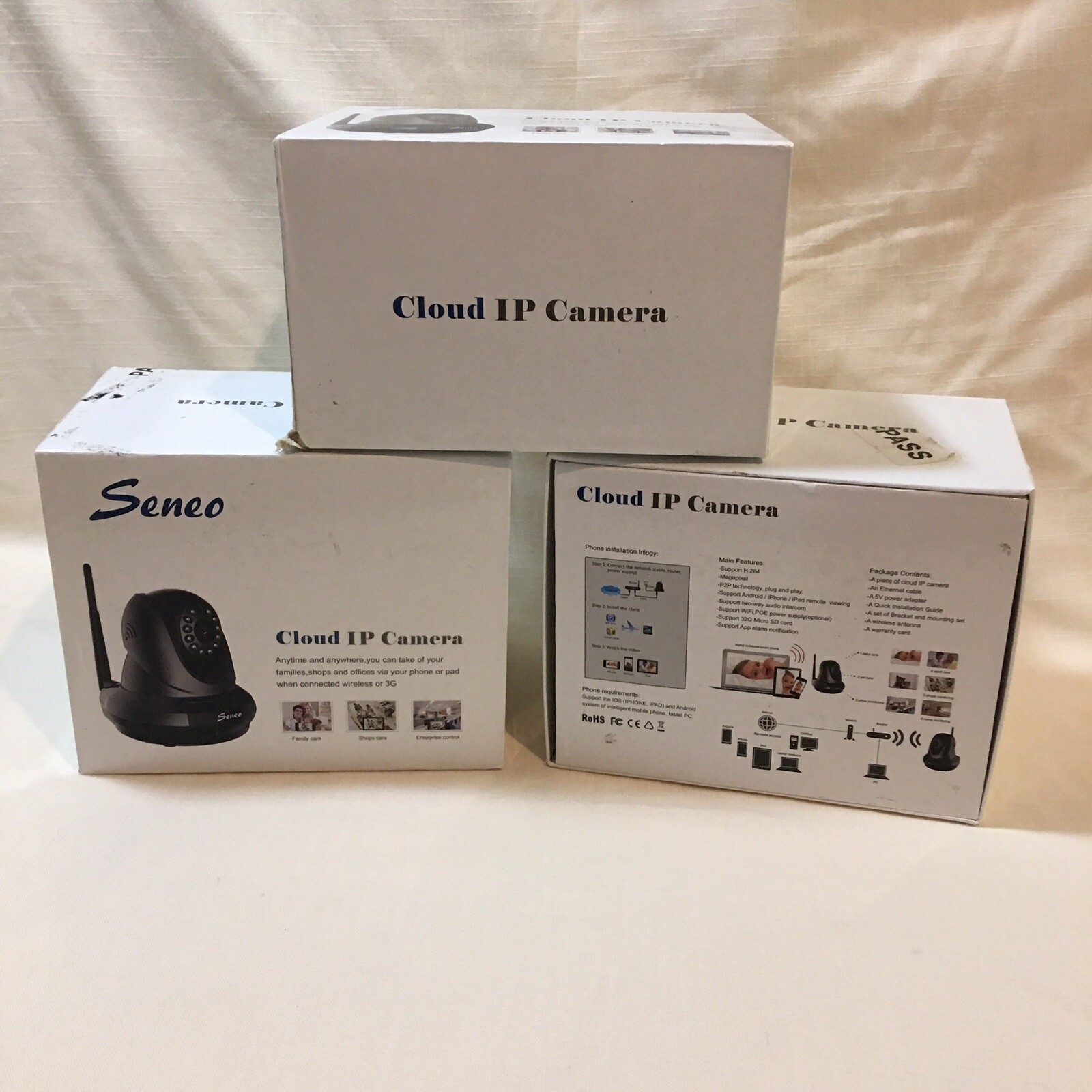 3 SENEO Cloud IP Security Cameras via IPhone Android IPad Thru Wireless or 3G