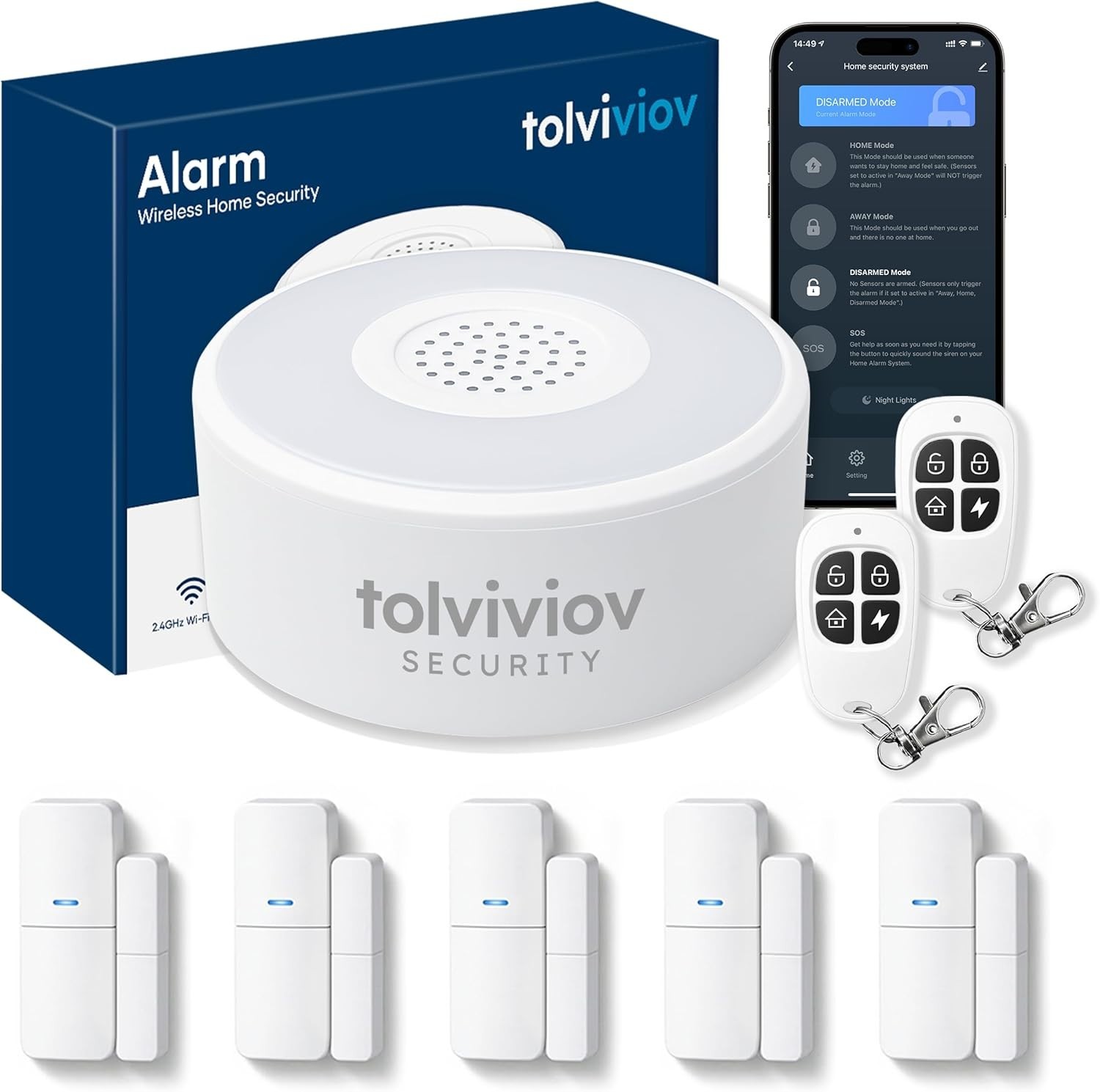 Wireless Door Alarm System 8pc Kit Smart Home Alexa Voice Control App Alert