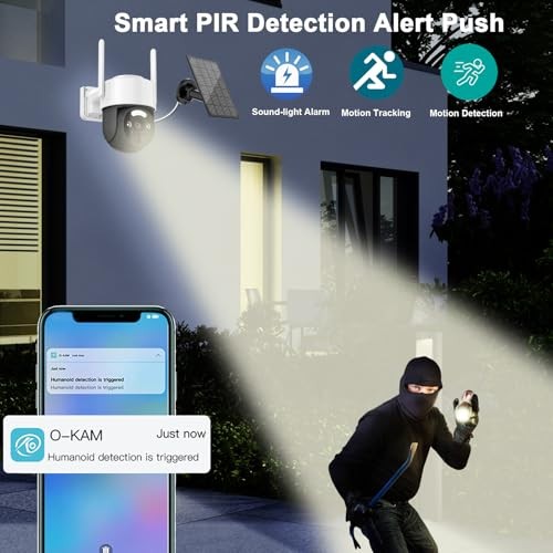 2K Solar Security Cameras Wireless Outdoor, Pan Tilt 360° WiFi Camera for Home