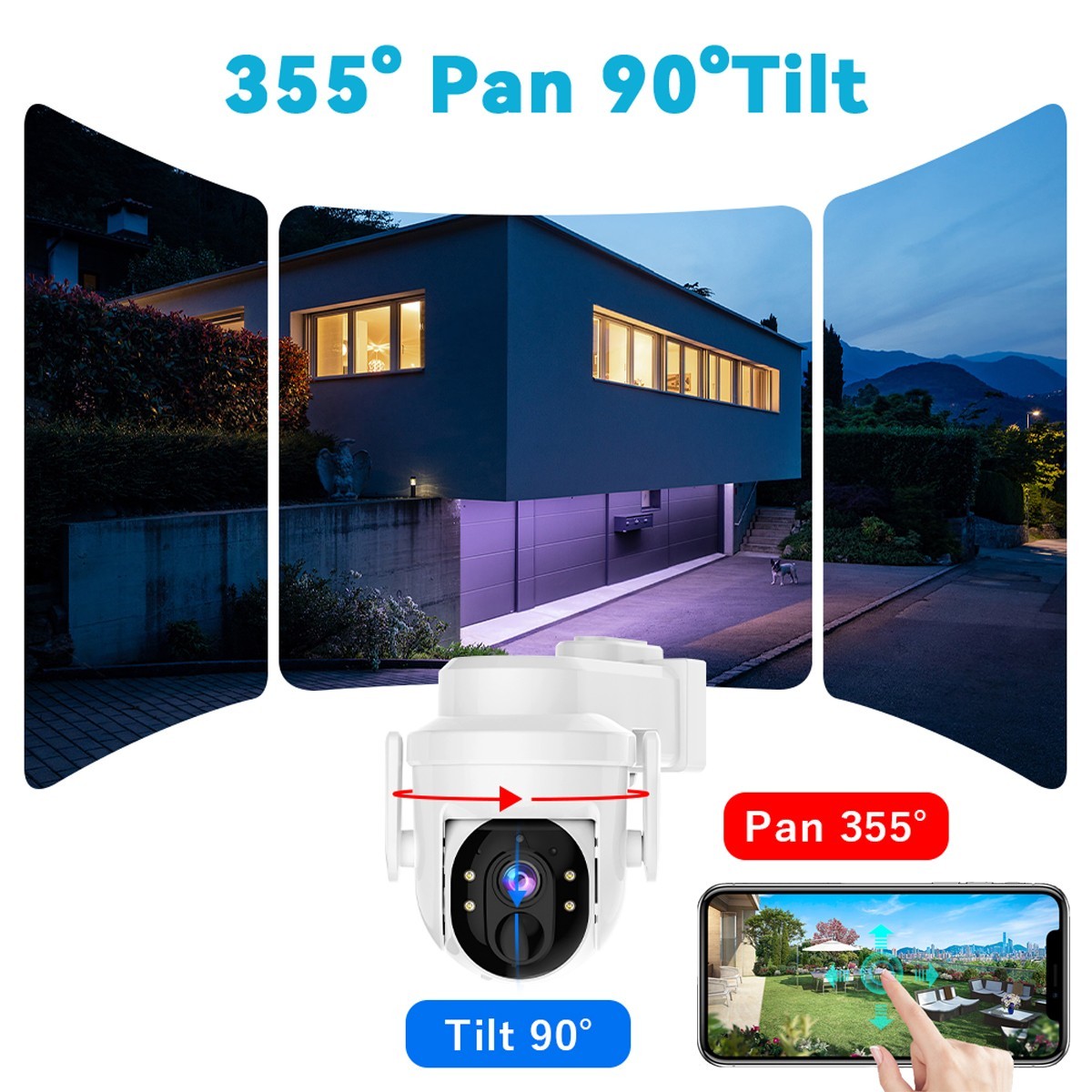 2K Dome Solar Camera Wireless WiFi Pan/Tilt Battery Powered Security Camera CCTV