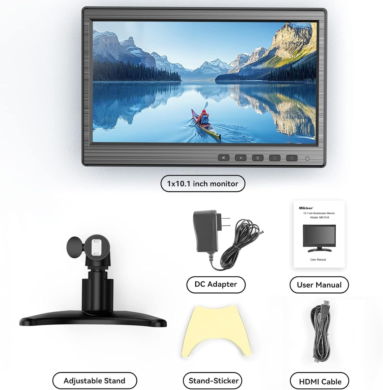 10.1 inch Security Monitor, 1024×600 LCD Small Video monitor