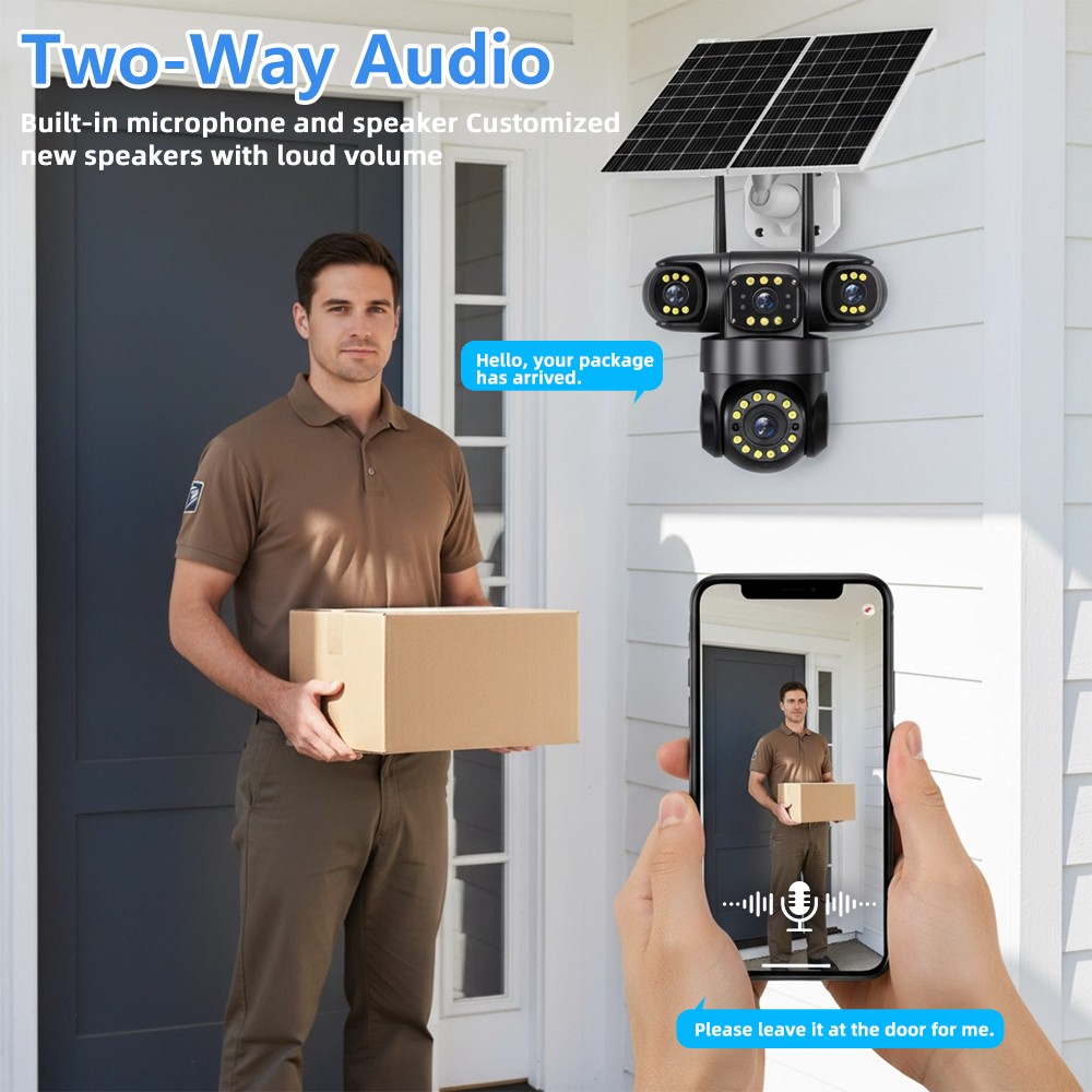 4G SIM 16MP 4Len Camara De Seguridad Solar Inalambricas Exterior Vision Nocturna