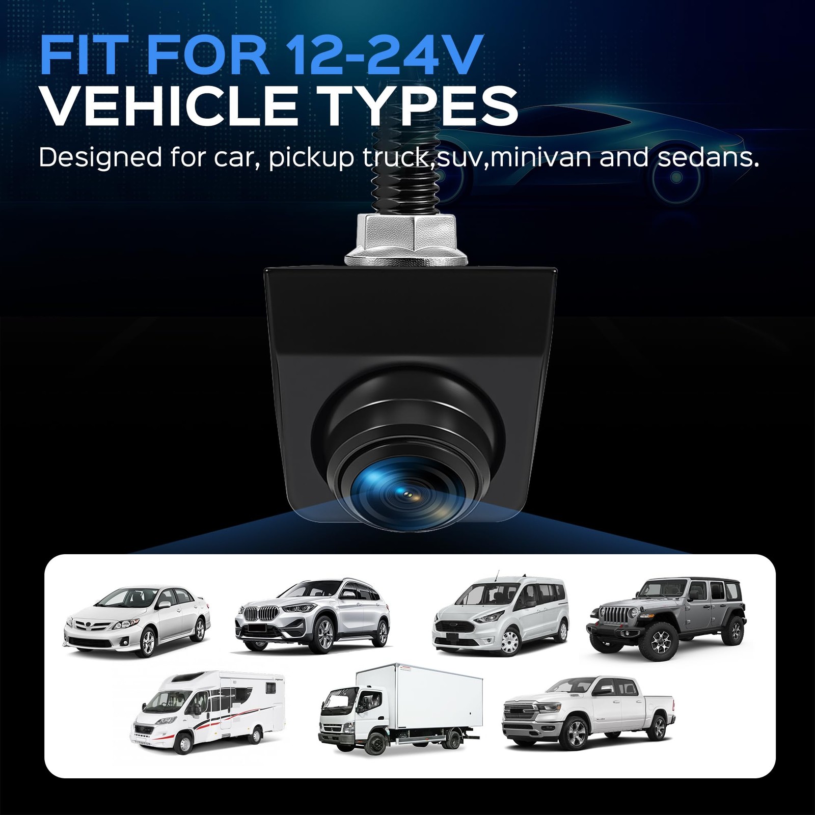 Backup Camera with Switchable Front View – 1080P Metal AHD, 170° Wide Silver