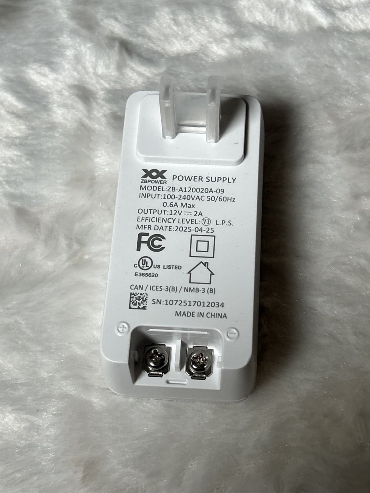 Vivint Smart Home V-AC1 Screw Terminal Power Supply 12V 2A ZB-A120020A-09