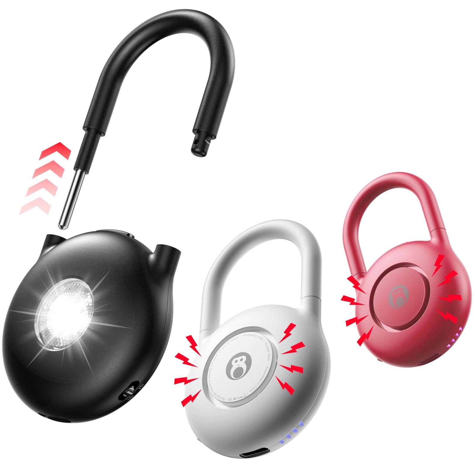 130dB Personal Alarms for Women – USB-C Rechargeable Self Defense Alarm Keych…