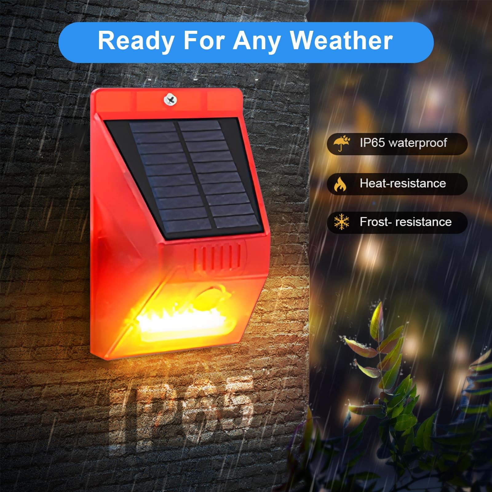 Solar Motion Sensor Alarm Outdoor Motion Detector 129db Loud Sound Security S…