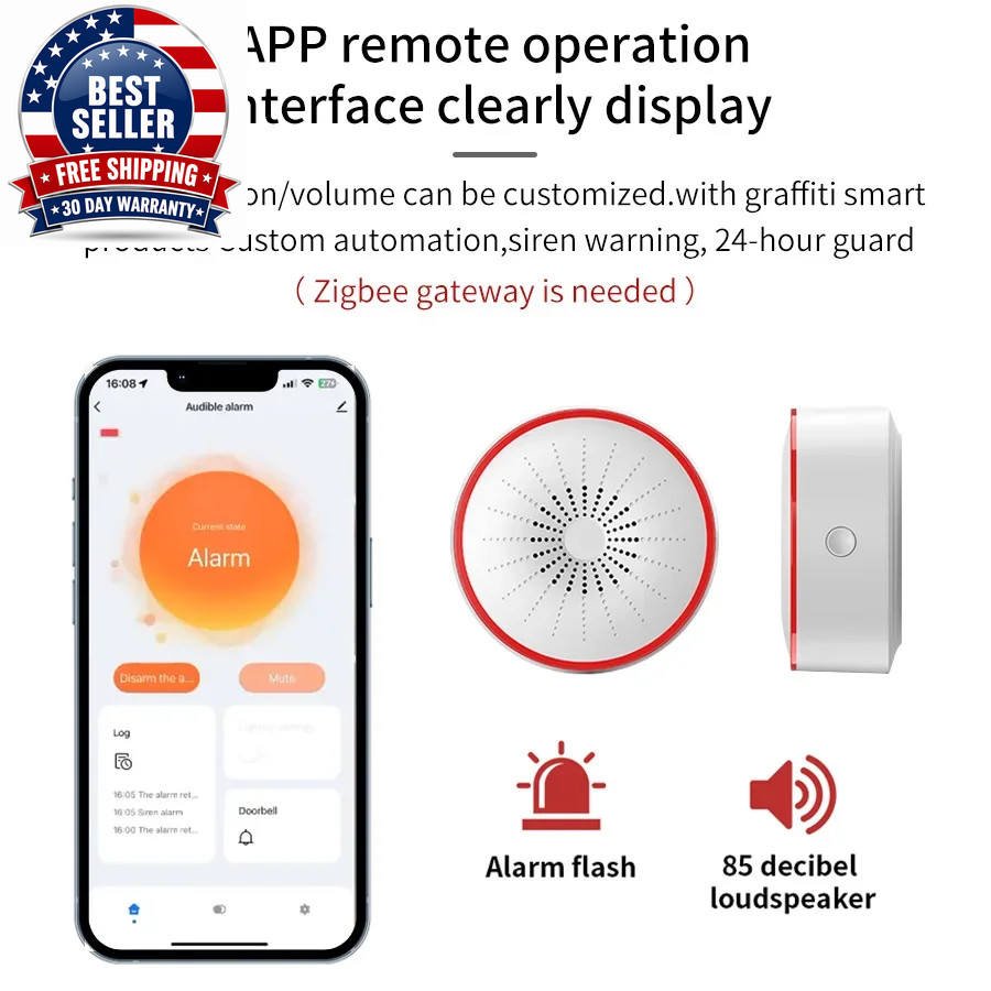 Tuya Wifi Zigbee Smart Siren Alarm for Home Security Sound and Light Alarm Senso