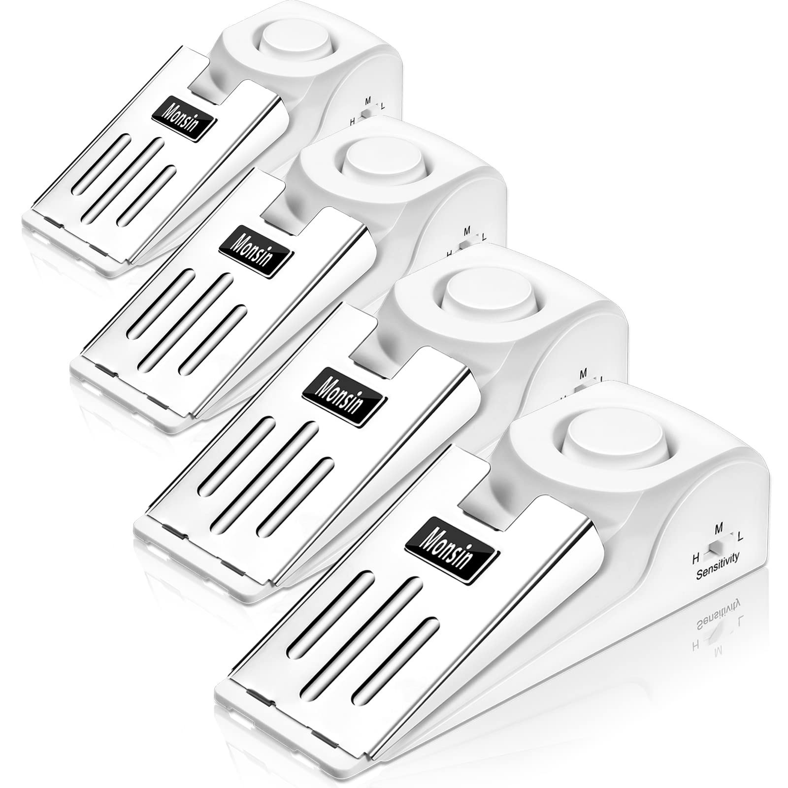 120DB Door Stop Alarm – Security Door Stopper Wedge for Home & Travel (4 Pack)