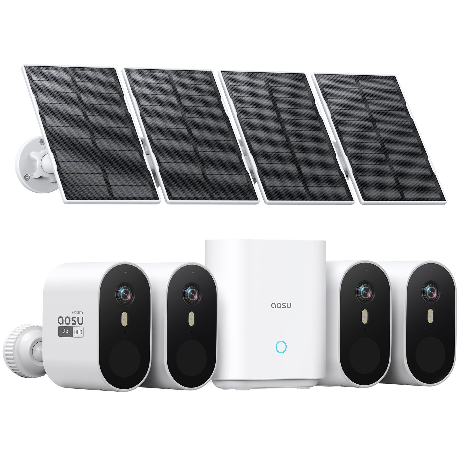 aosu Solar Security Cameras Wireless Outdoor, 4-Cam Kit, 2K QHD Home Security…