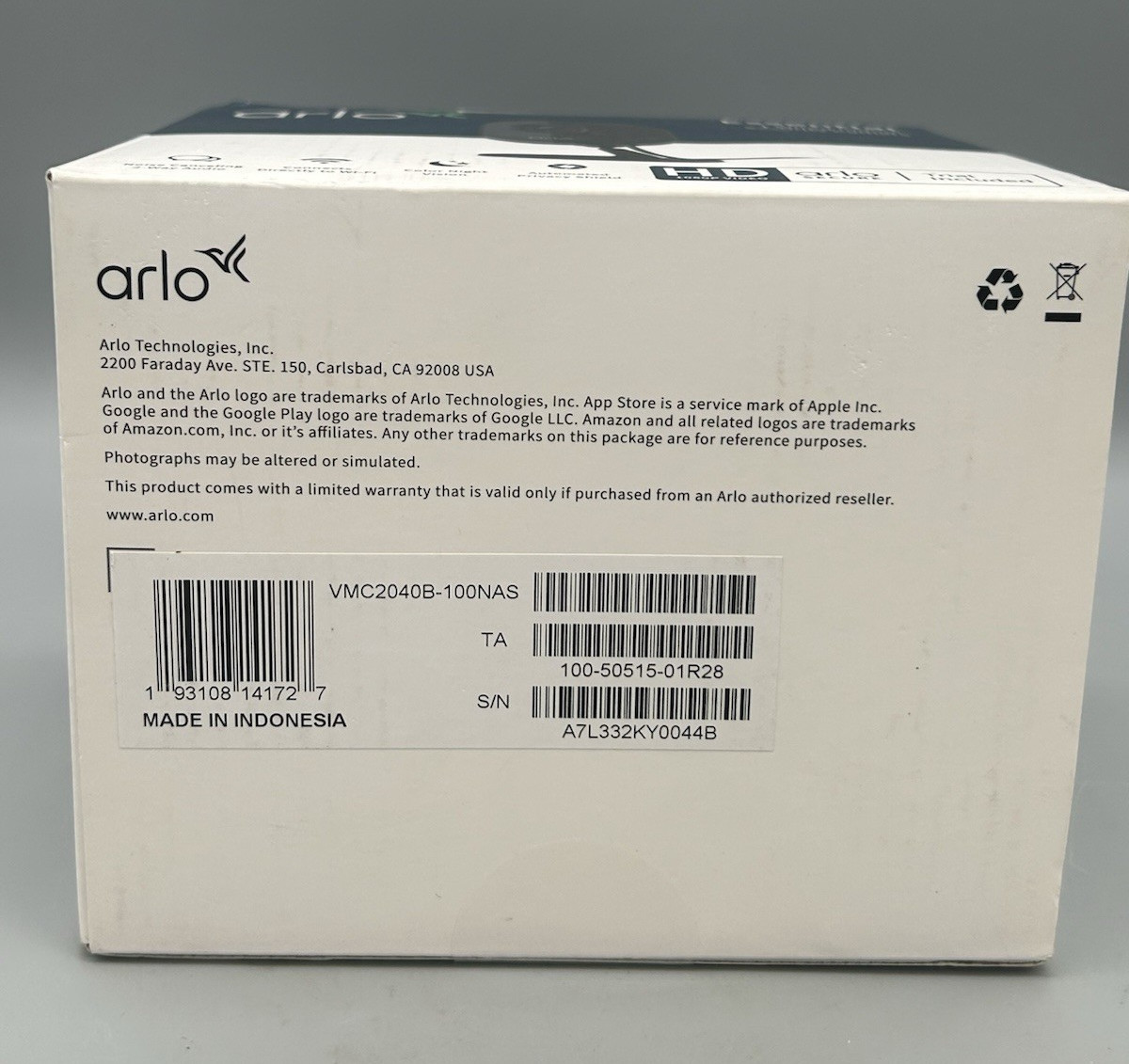 ARLO Essential Indoor Camera (VMC2040B-100NAS) – Black – Sealed
