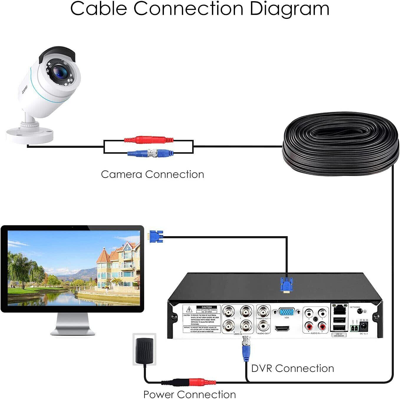 ZOSI 4X 1080P HD TVI 80ft IR-Cut Security Surveillance CCTV Outdoor 2MP Camera