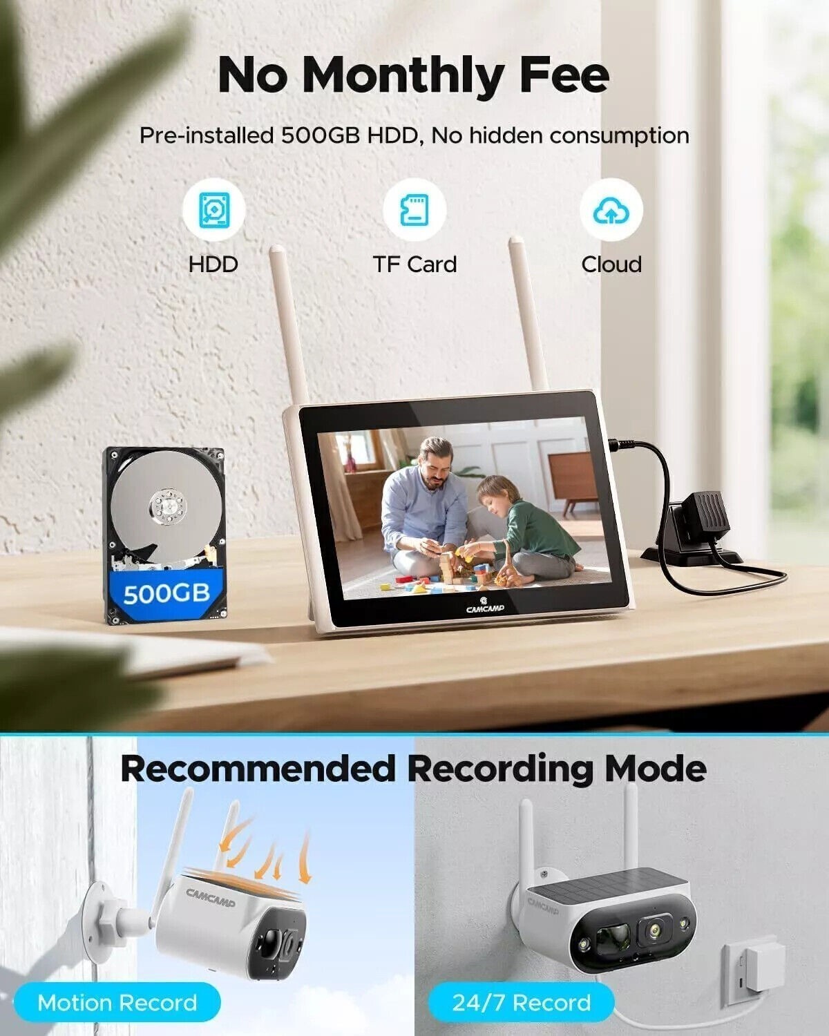 4MP Solar Security Camera Outdoor Wireless 10CH NVR 4 Cam-Kit Color Night Vision