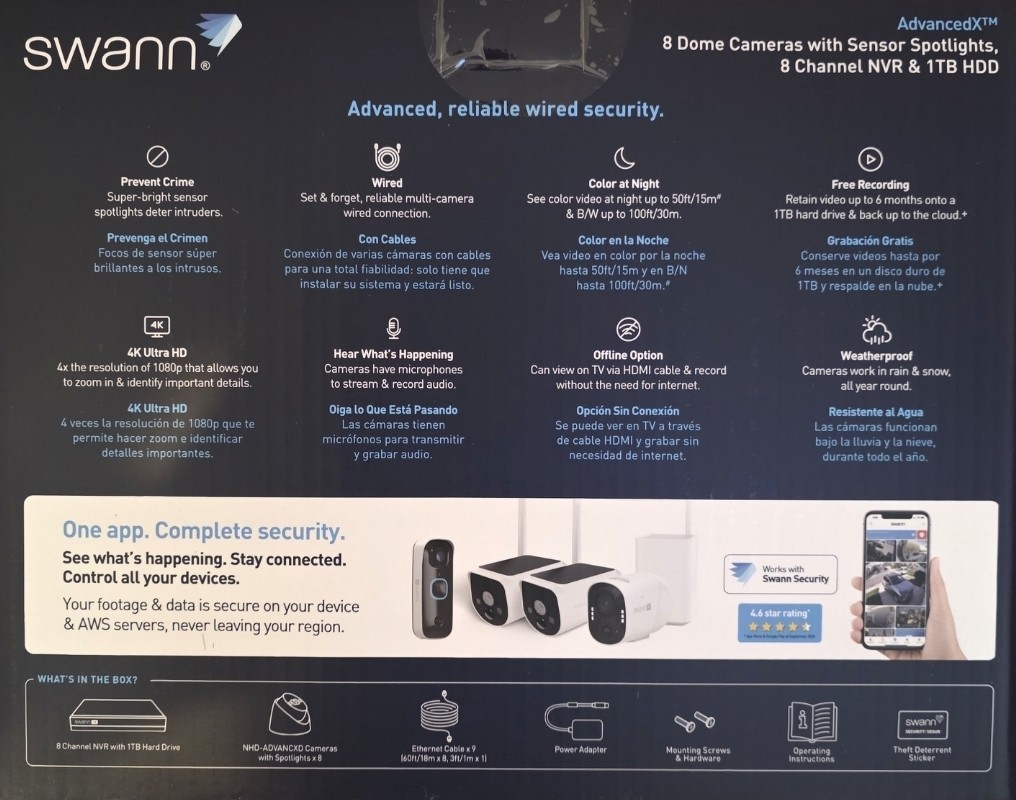 SWANN AdvanceX 8 Camera Wired Security System 4K NVR SWNVK-8ADVANX8D