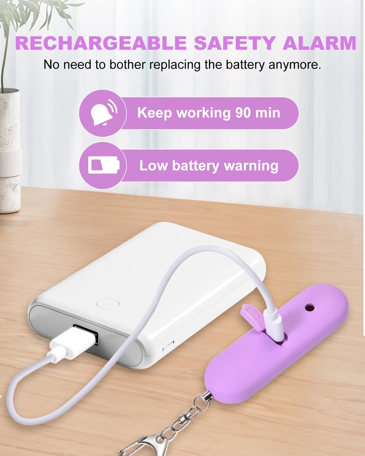 Personal Safety Alarm for Women – Waterproof Rechargeable Security Alarm – 14…