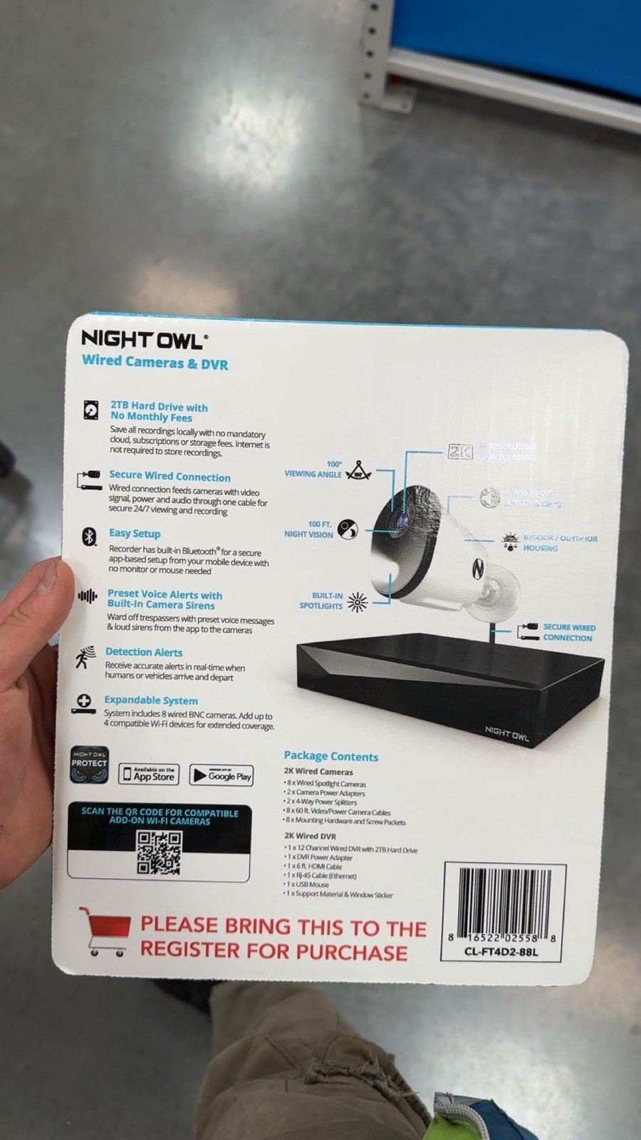 Night Owl FTD4-81-8L 12 Channel 8 Camera Wired 2K 1TB DVR Security System -…