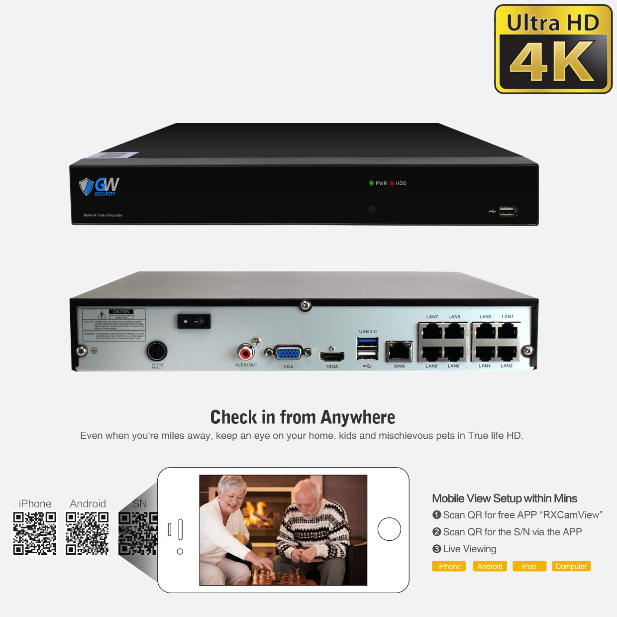 8 Channel 4K NVR 8 X 8MP Full Color 4K Microphone PoE IP Security Camera System
