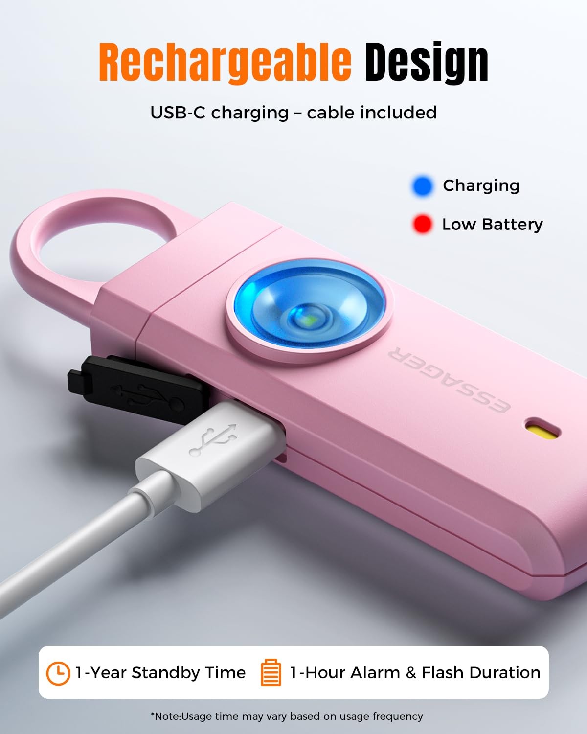 Personal Safety Alarm for Women, 130 dB Self Defense Siren, Rechargeable & Po…