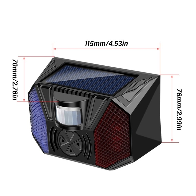 Motion Activated Solar Alarm With Loud Decibel Siren&Flashing Warning LED Lights