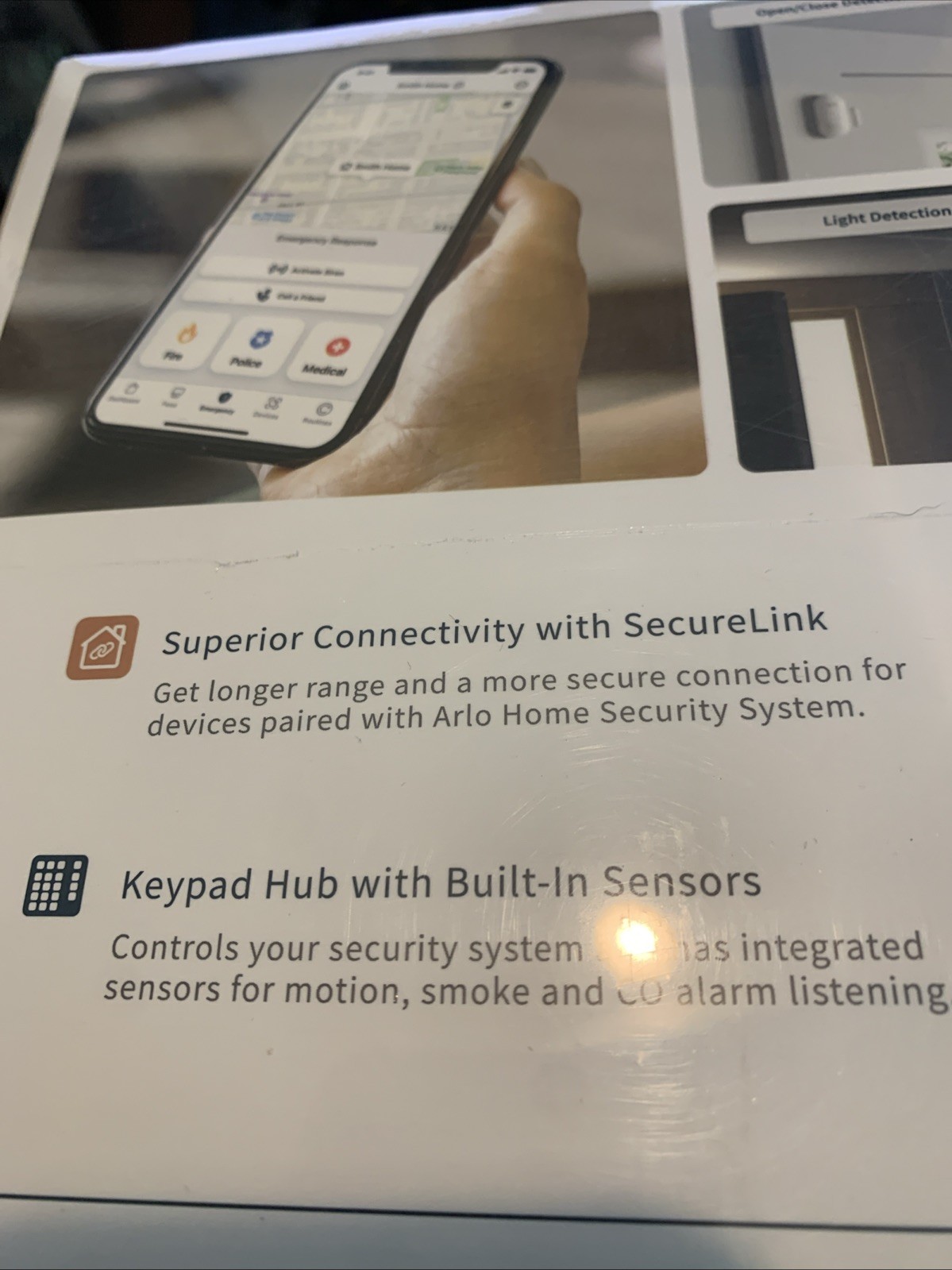 Sealed Arlo Home Security System with Wired Keypad Sensor Hub, 5 8-in-1 Sensors