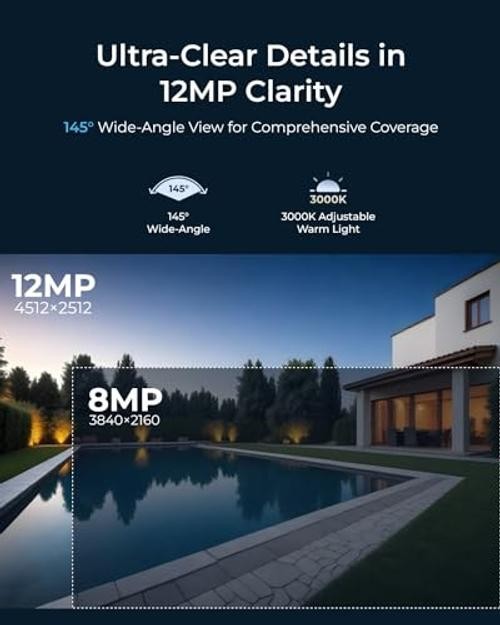 12MP 8CH PoE Security Camera System with IK10 Vandalproof, 4pcs Dome PoE Cams