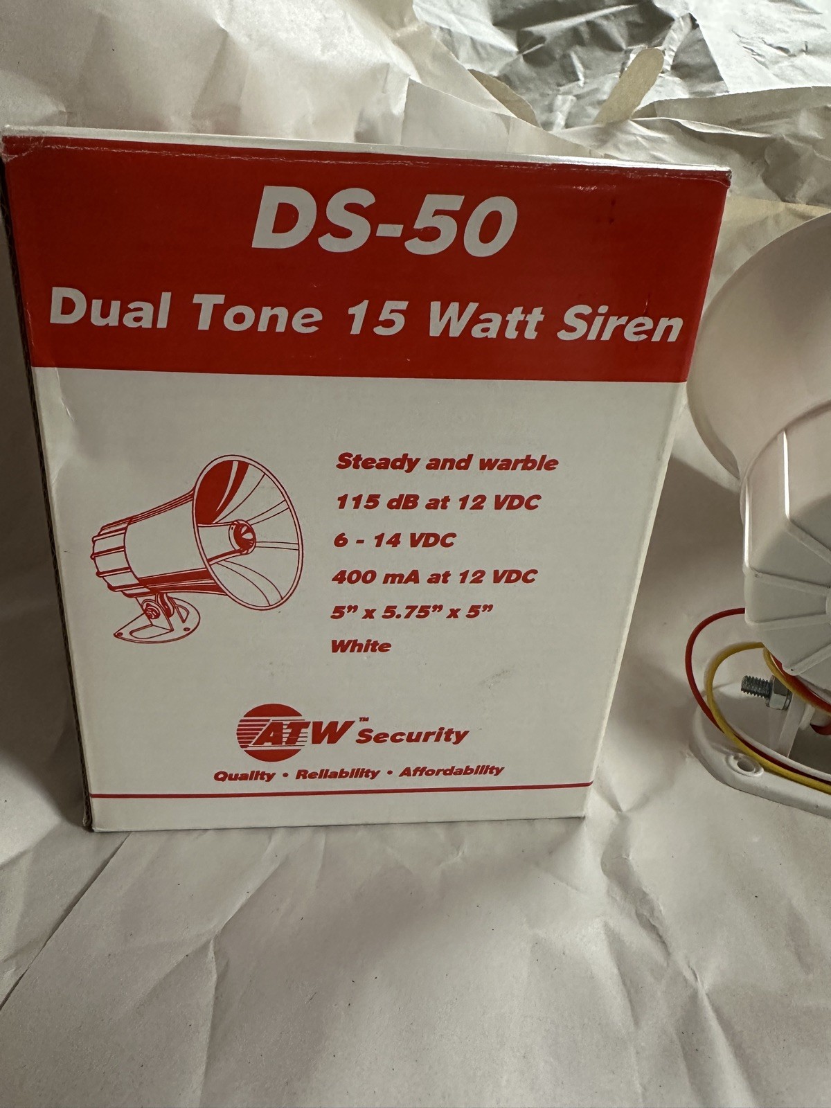 NEW ATW Security DS-50 Dual Tone 15 Watt Siren, White