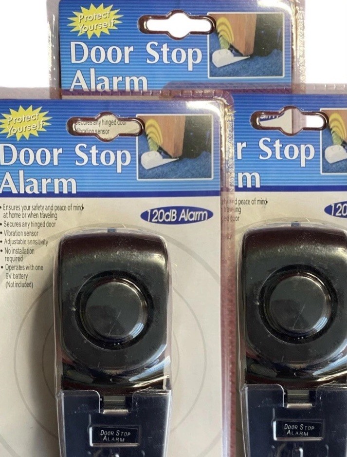 LOT OF 3 120dB Anti-theft Burglar Stop Security Wedge Shaped Door Stop Alarm