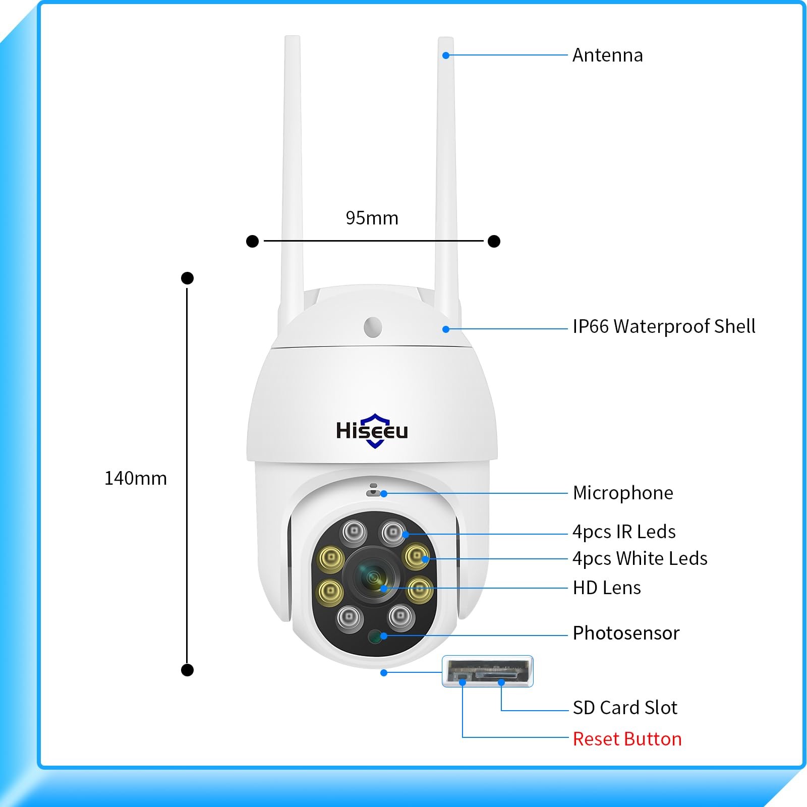 Hiseeu 3MP Security Camera Outdoor,WiFi 1 Count (Pack of 1), PTZ