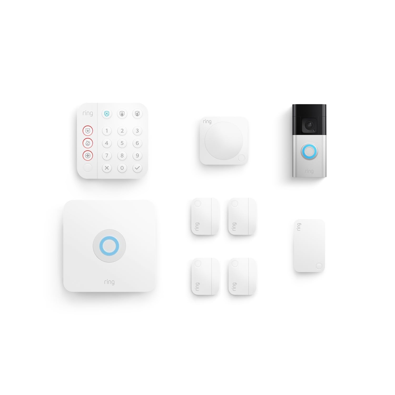 Ring Alarm Security System 8 Piece Kit with Sensors and Battery Doorbell Plus