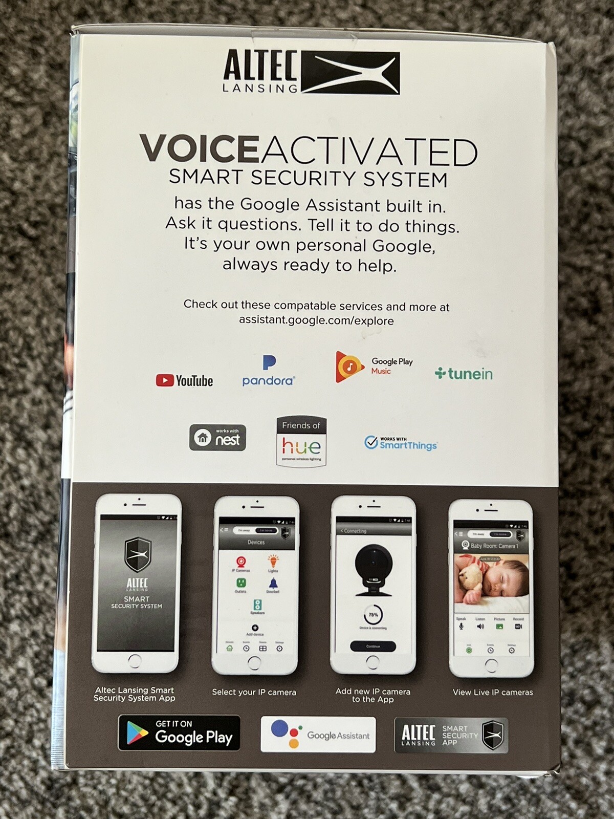 ALTEC LANSING Voice-Activated Security 360 Camera w/ GOOGLE ASSISTANT ~ NEW