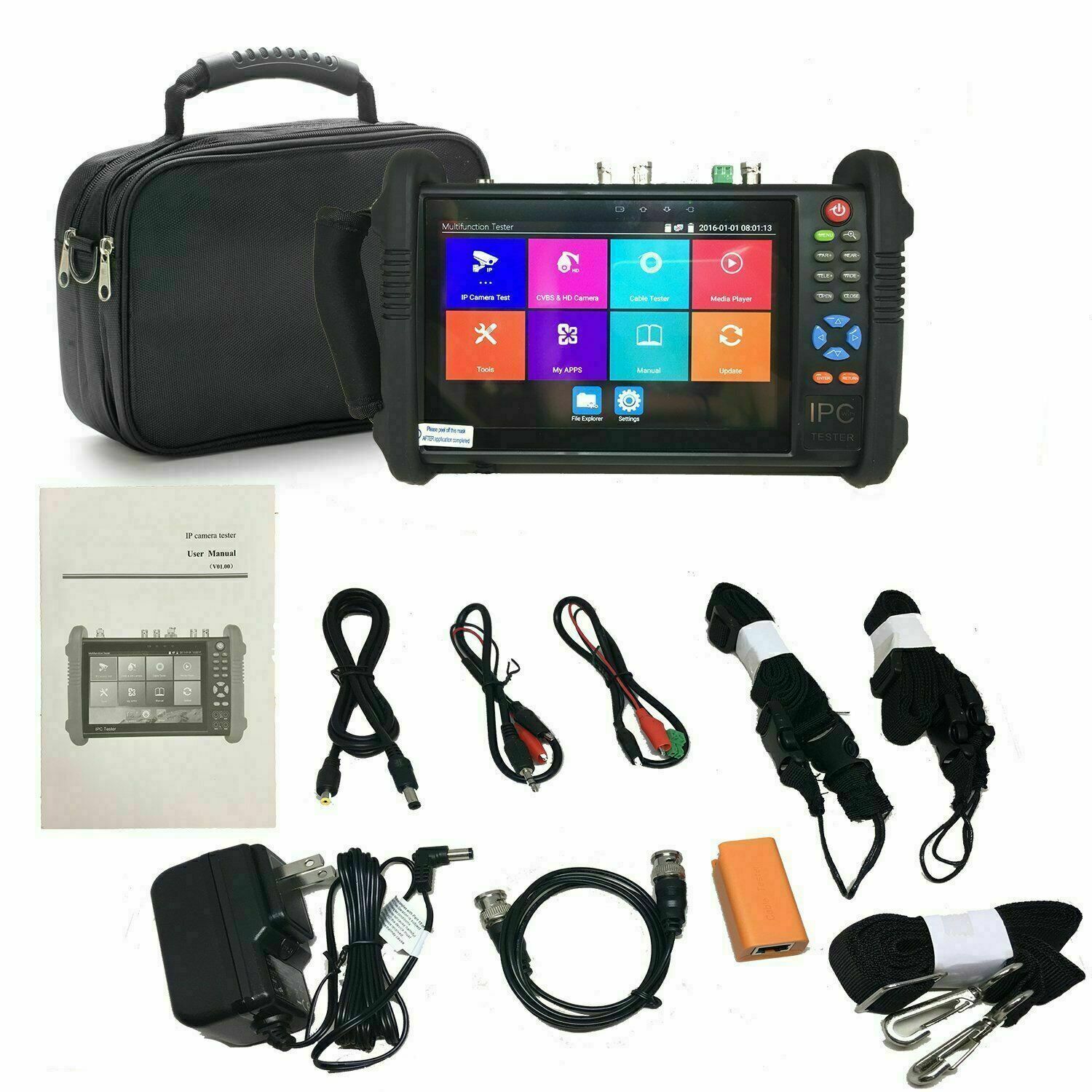 1PV 7″ CCTV Tester Monitor for Security System IP TVI/AHD/CVI Analog Camera
