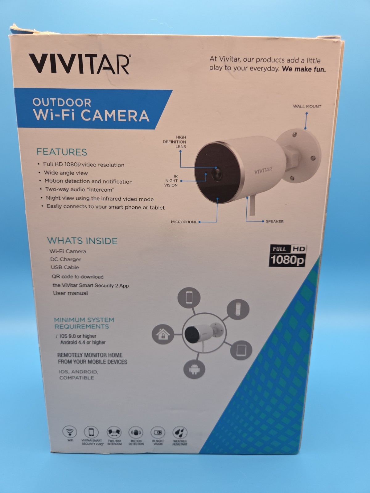 VIVITAR Smart Wi-Fi Outdoor Security Camera–1080p HD, Night Vision, SD Card Slot