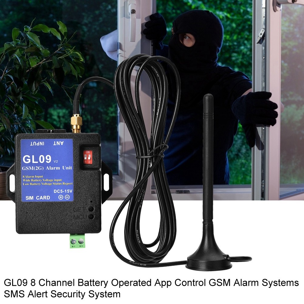 GL09 8 Channel Battery GSM Alarm System SMS Alert Security For Home Warehouse Bl