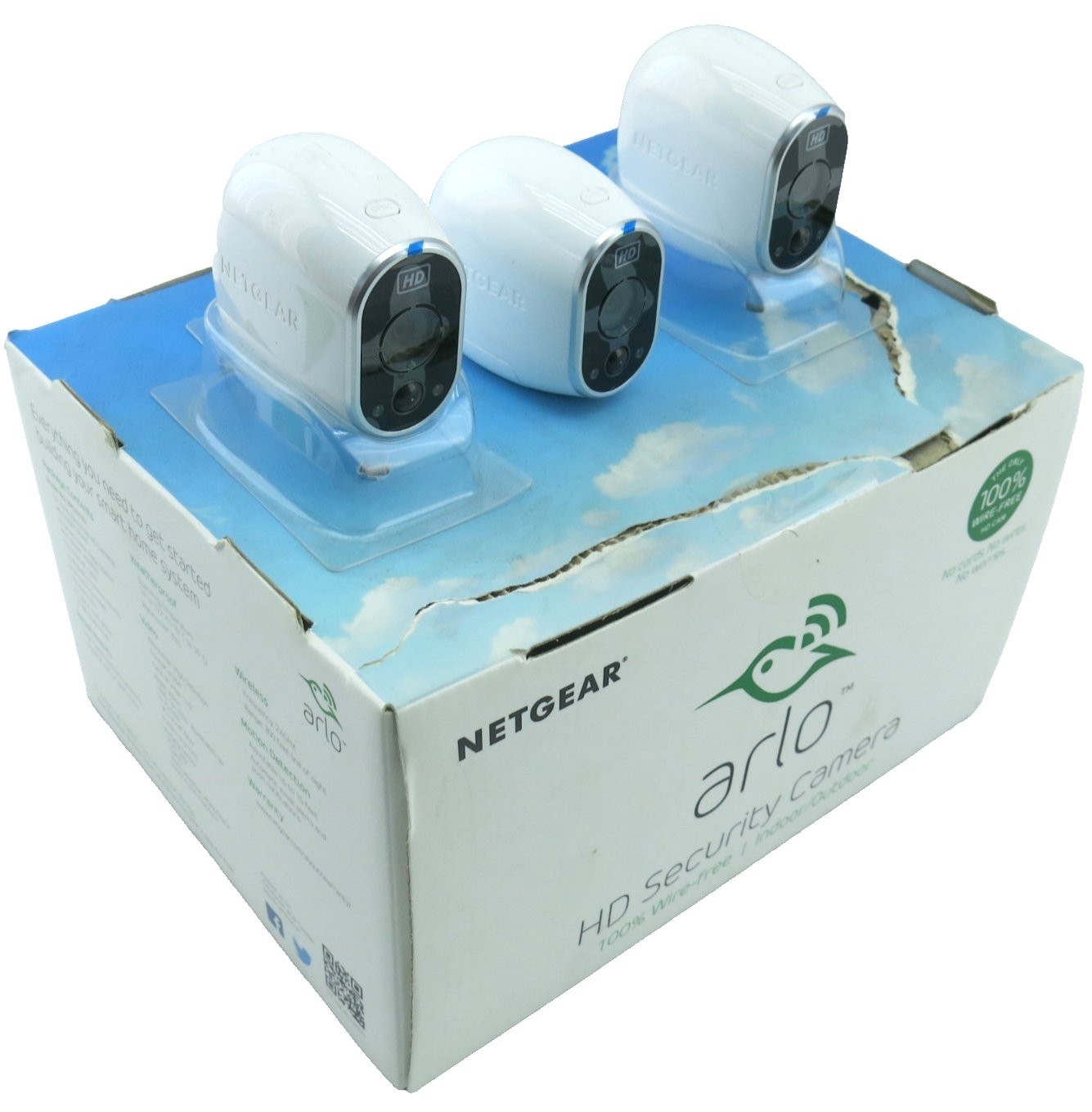NETGEAR ARLO VMS3330-100NAS 3 HD Wireless Security Camera System Indoor/Outdoor